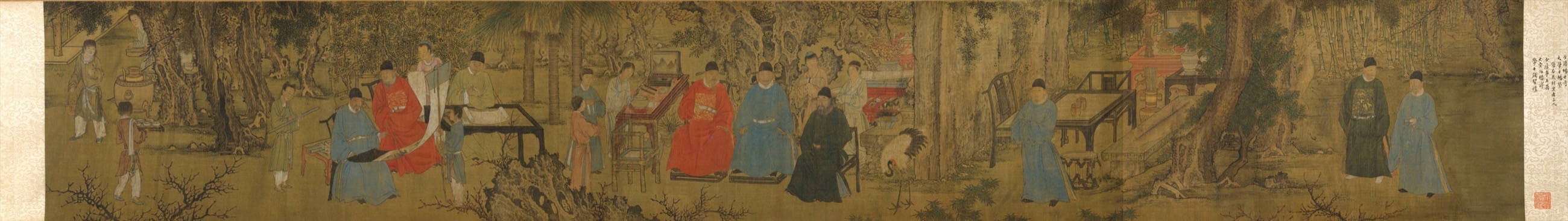 Elegant Gathering in the Apricot Garden — handscroll, Ming dynasty